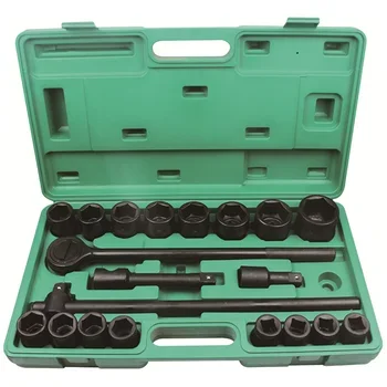 CRV 21pcs 3/4'  Impact Socket Wrench Plastic Bag Heavy Duty Air Impact Socket Set Auto Repairing Impact Socket Set