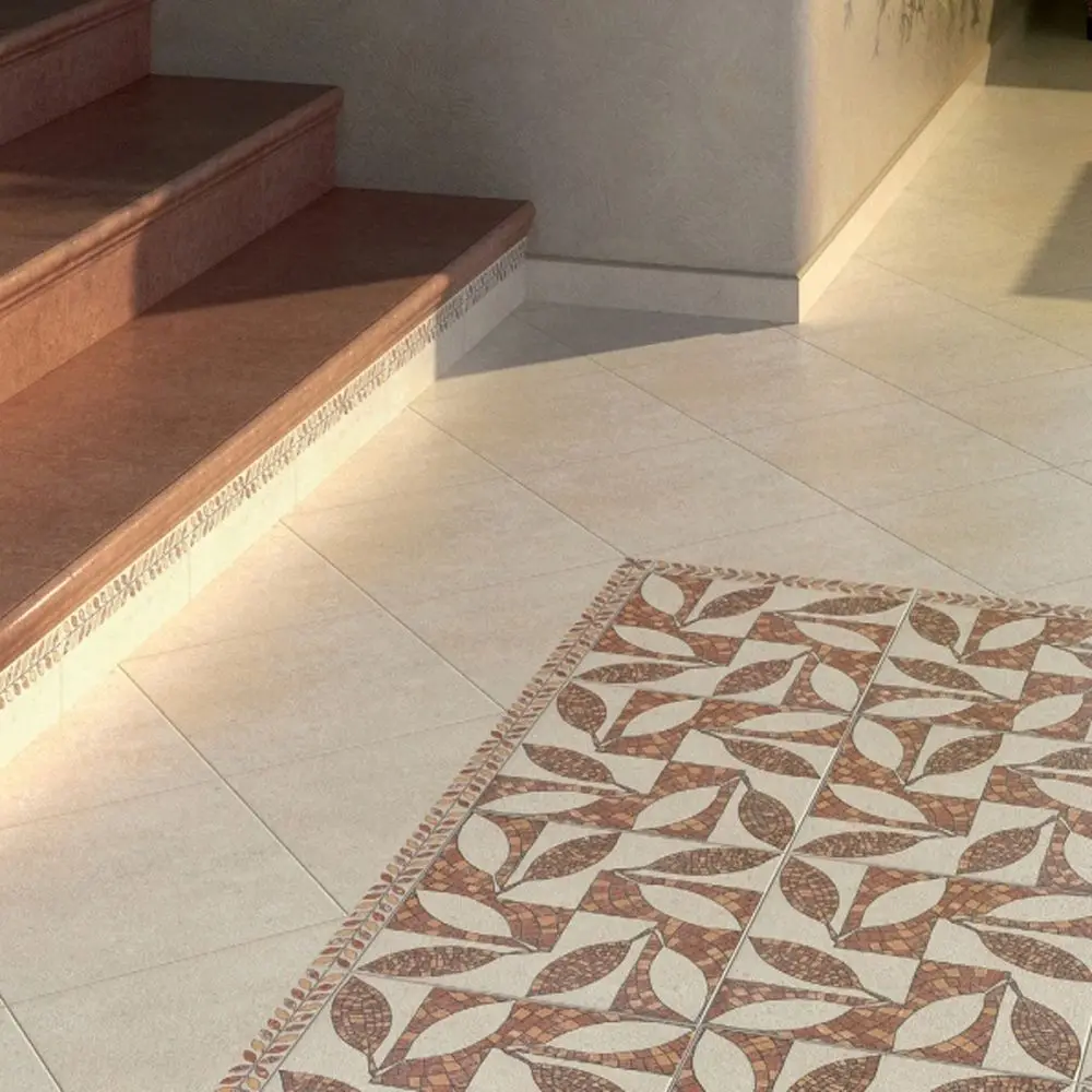 Carved marble wall panel flower design