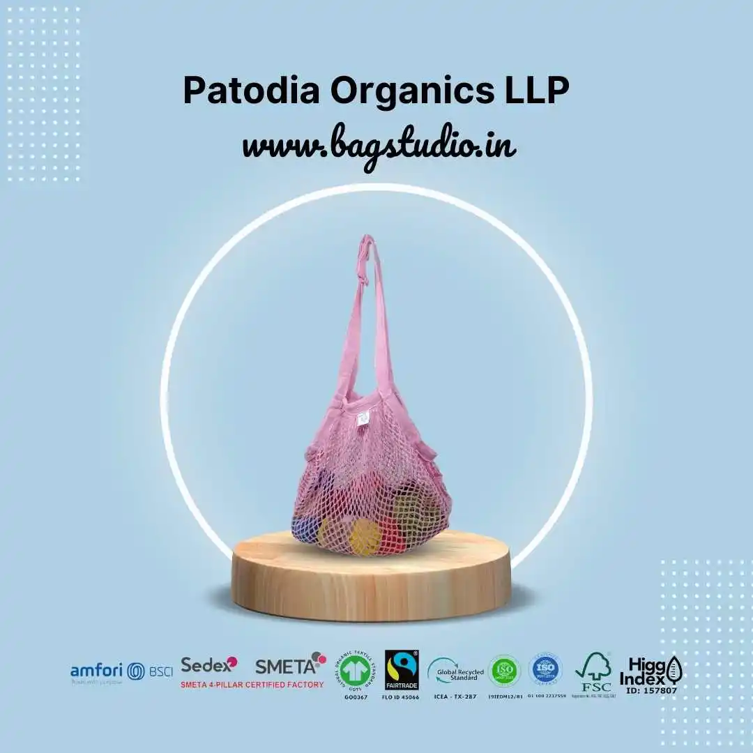 Designer Fairtrade Certified Cotton Small Reusable Multipurpose String Bag Available in Various Size