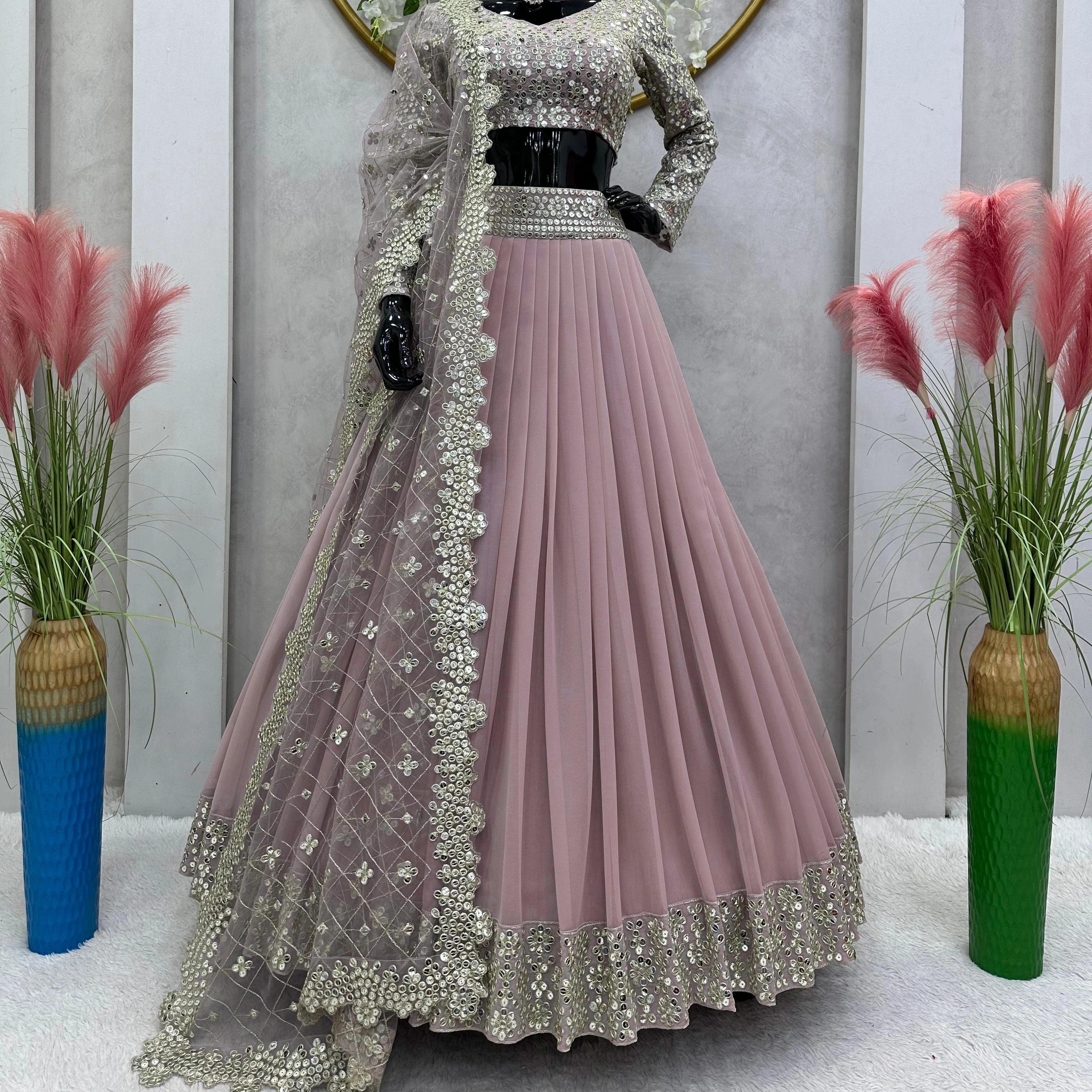 Bollywood Designer Banglory Silk Lehenga Choli Women,Lengha Choli with Koti,Beautiful Lehengha for Party,Green Lah