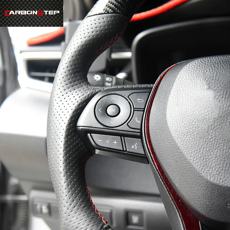 Factory Wholesale glossy carbon fiber perforated leather steering wheel for Toyota camry  rav4