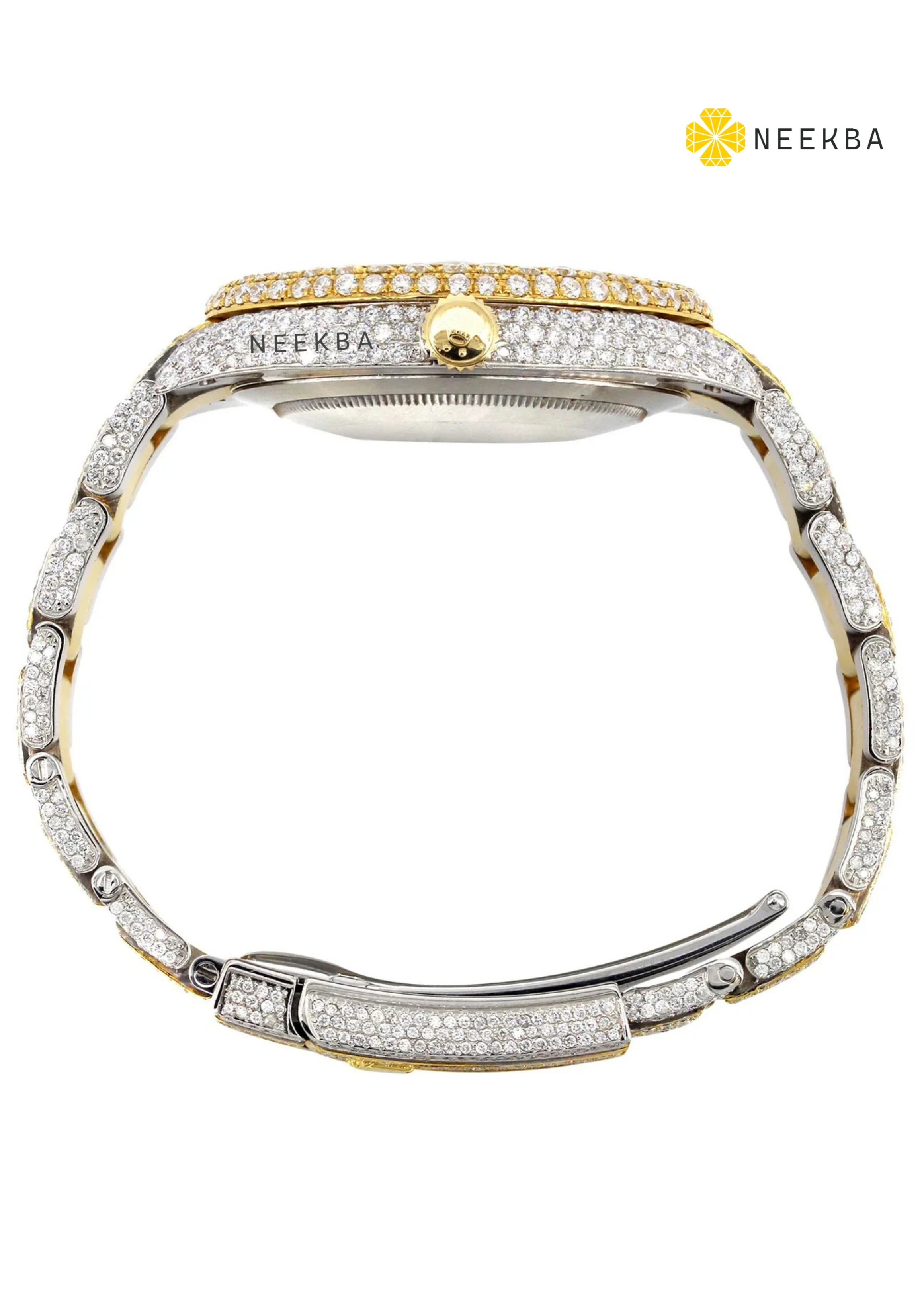5A Moissanite Watch For Men Round Dial Diamond Watch Handmade Diamond Watch From Indian Seller VVS Moissanite Diamond Studding