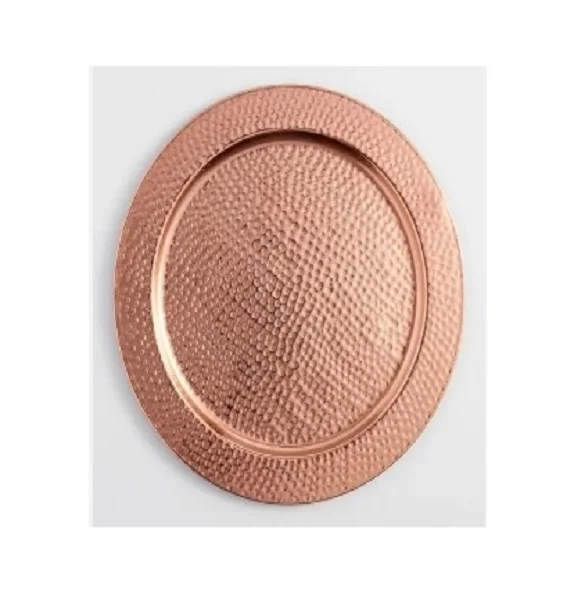 Copper Color Hammered Metal Charger Plate Wedding and Party Decoration Food Serving Plate Wholesale Clear Beaded Charger Plates