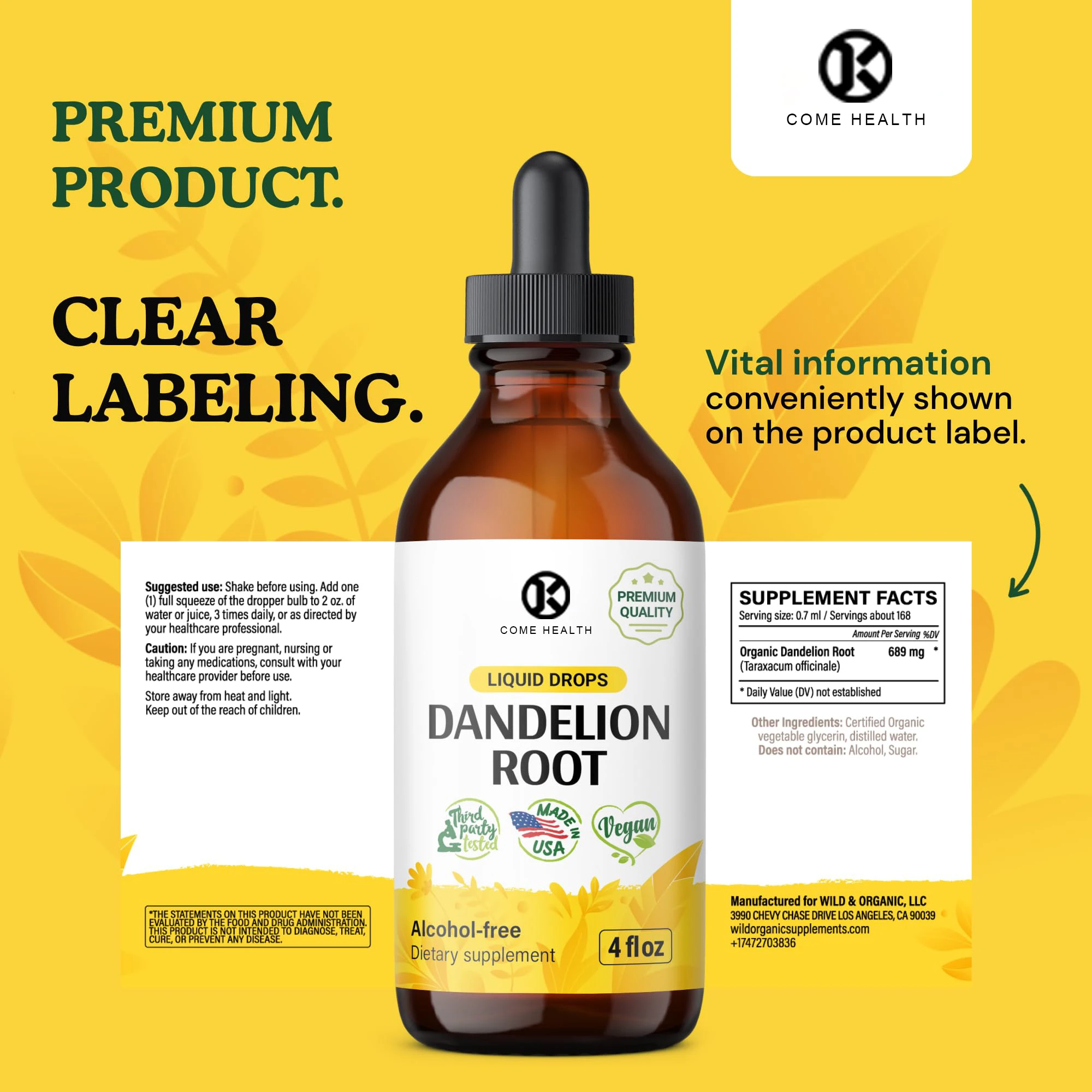 Hot Selling OEM Wholesale herbal supplement Liquid Drops Weight Loss Drops Cleanse&Detoxify Liquid dietary Dandelion root drops