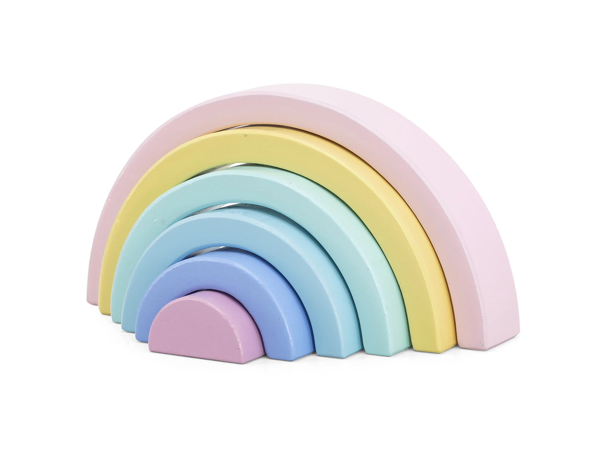 Wooden Rainbow Stacker Puzzle Rainbow Stacking Toy with Clouds Creative Stacking Rainbow Nesting Building Blocks