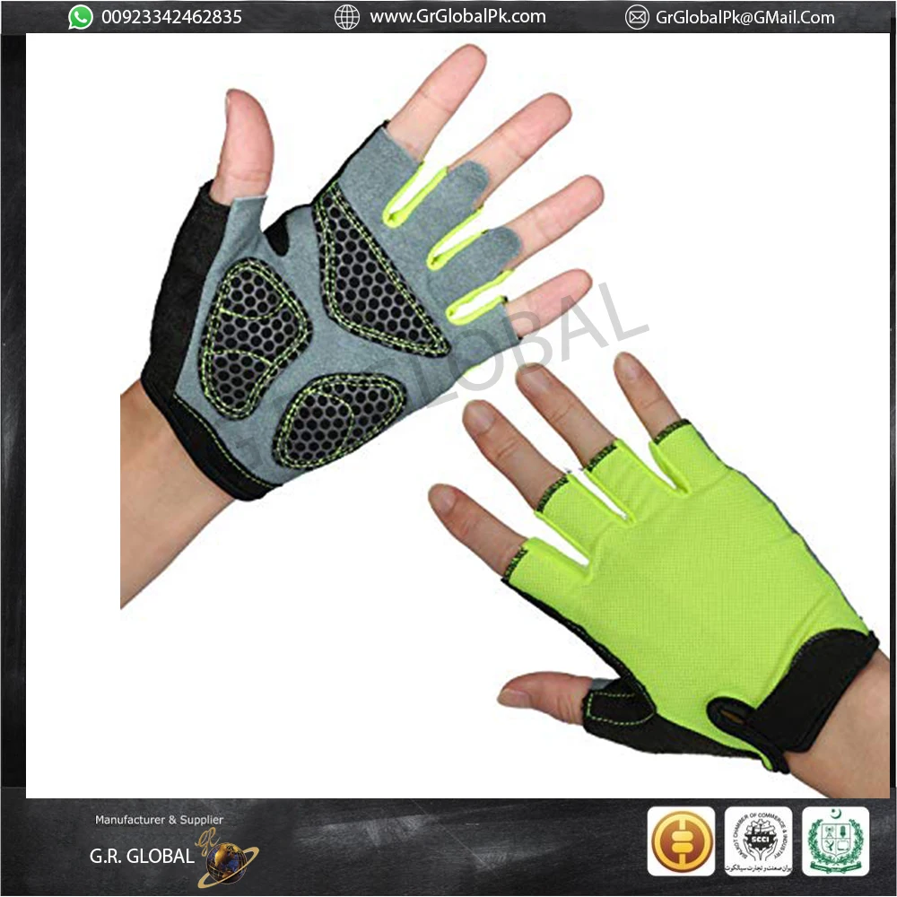 Customizable Design Deerskin Leather Gloves Fingerless Motorcycle Gloves with Gel Palm and Wrist Strap Racing Motorbike Gloves