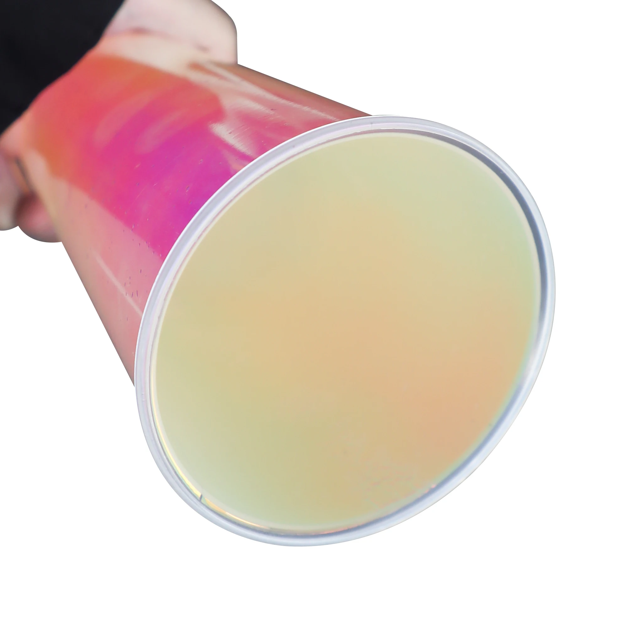 Wholesale holographic hologram cup reusable 24oz plastic tumbler cold cup with lids and straw