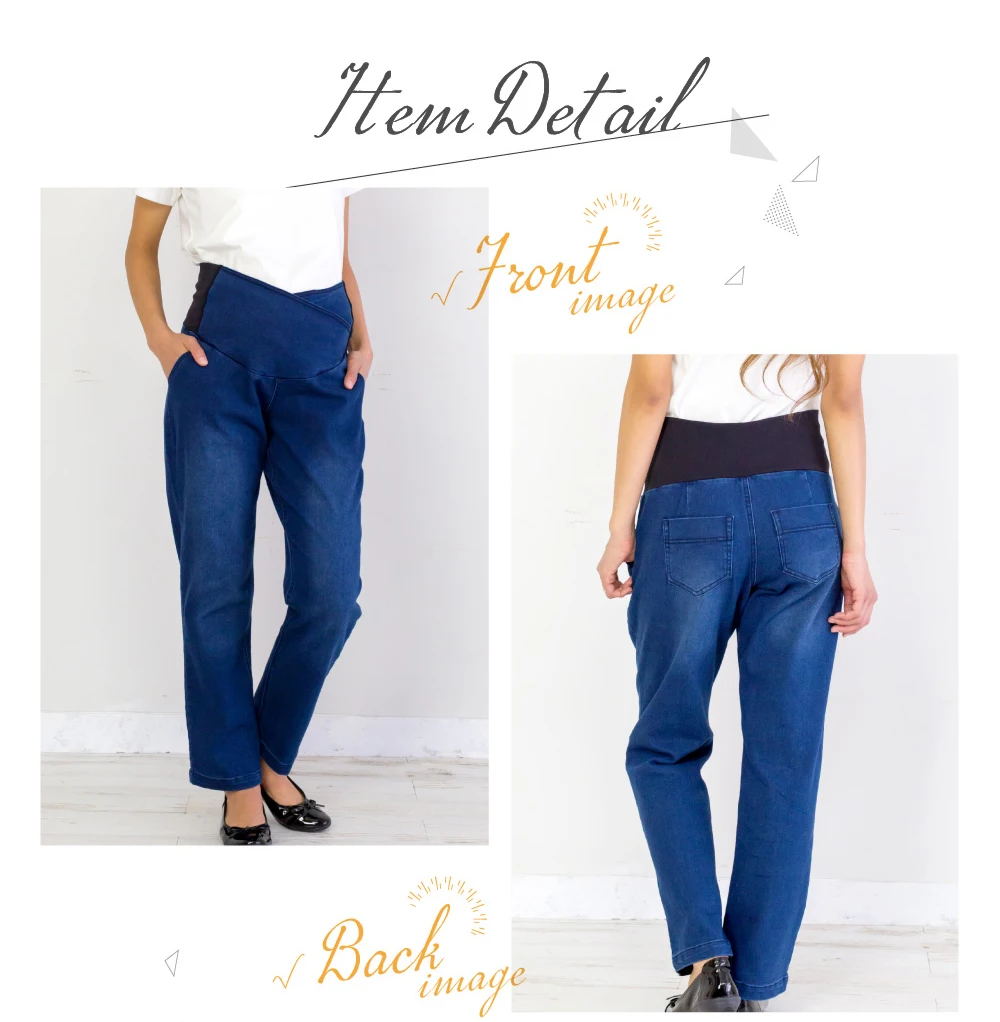 Cotton material comfortable stretchy denim style maternity clothes Inujirushi Fairy Naga Maternity Pant (Loose)