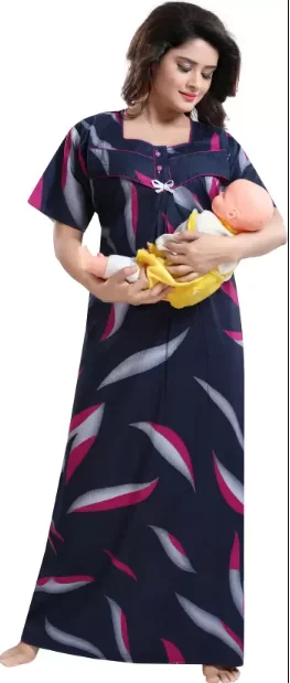 Top Selling Best Quality Cotton Printed Full Length Beautiful and Simple Nighty Maxi Dress for Girls and Women at Best Price