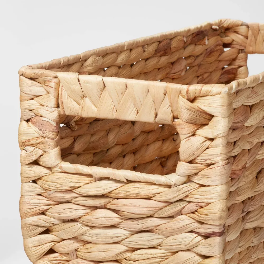 Storage Works Water Hyacinth Storage Baskets, Rectangular Wicker Baskets with Built-in Handles storage basket best seller