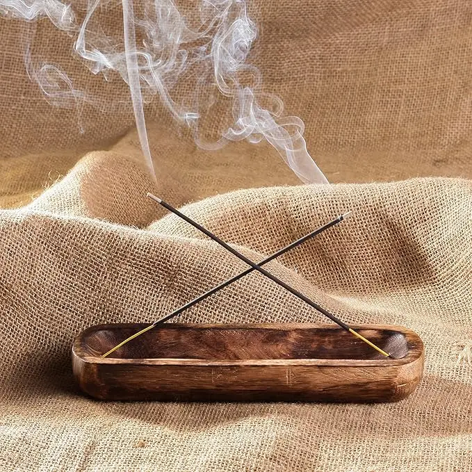 High Quality Wooden Brown Incense Holder Ash Catcher For Home Decor Incense Stick Holder & Great Gift for Any Occasion