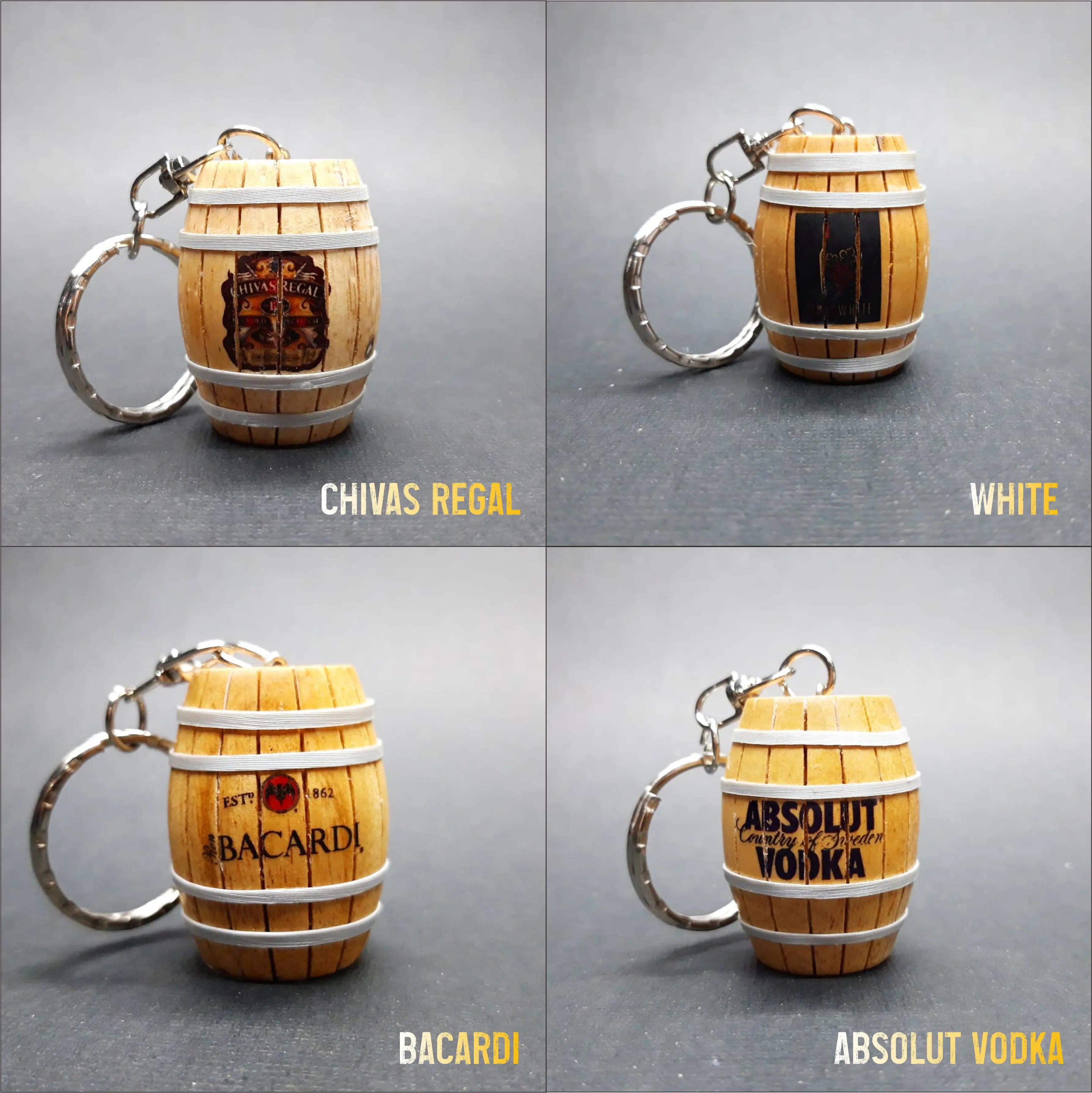 Wooden barrel keychain Customized desigen and logo Gifts and Souvenir company