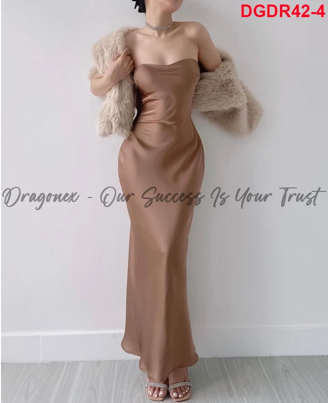 Clothing Manufacturers Of Elegant High Quality Silk Satin Maxi Evening Dresses For Women 100pcs Fishtail Form Open Back Buttoned