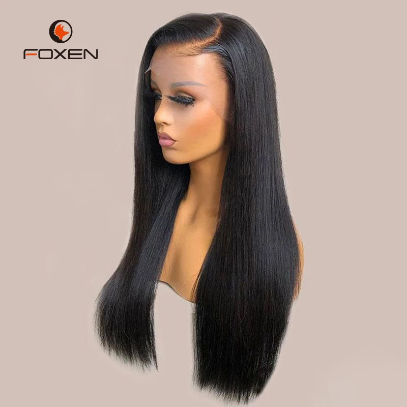 Raw Vietnamese Hair Super Double Drawn Bone Straight Lace Front Wigs Hight Quality Single Drawn Human Hair Wigs for Black Women