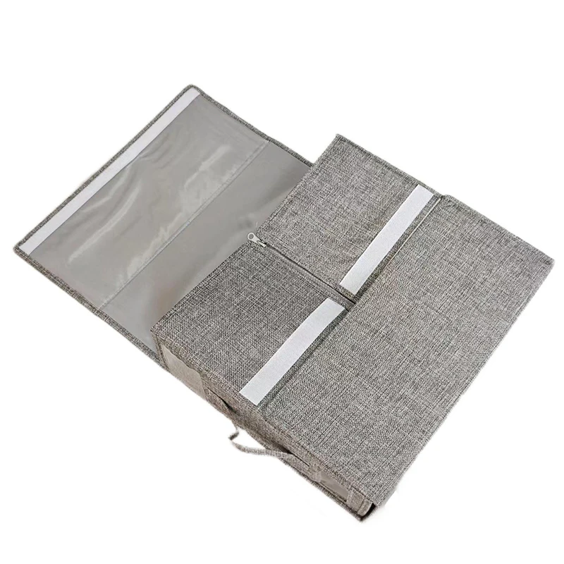 Foldable bedding sheet storage box with window closet bed sheet organizer set containers for blankets quilt pillow cubes
