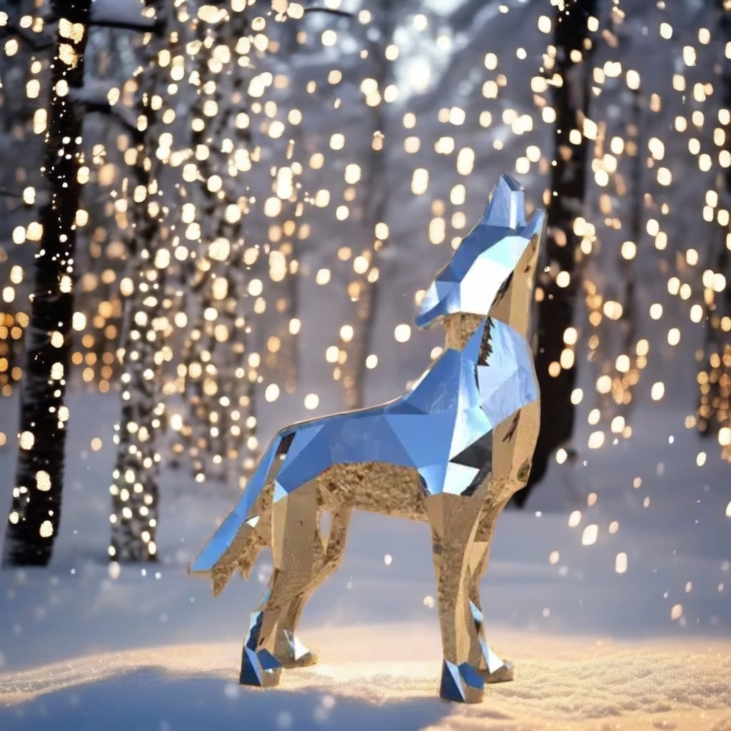 Modern Animal Mirror Polished Stainless Steel 3M Wolf Sculpture Christmas Decoration Metal Crafts