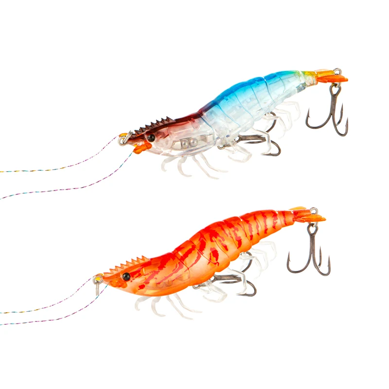 Wholesale 9cm Slow Sinking Saltwater Shrimp Lure 14.5g Hard ABS Plastic Artificial Luminous Fishing Shrimp River Ocean Boat