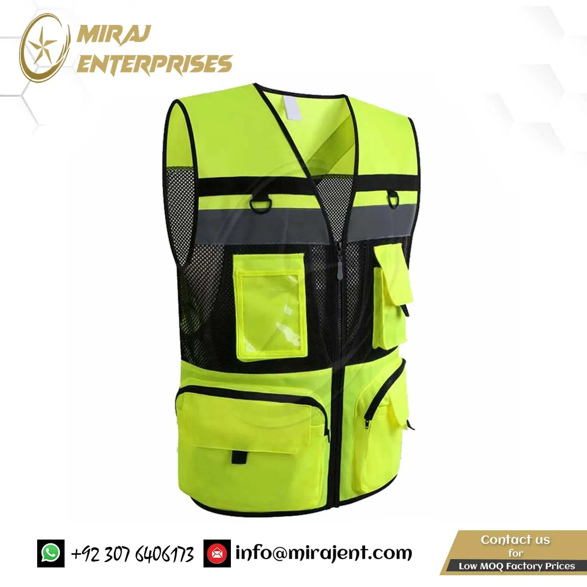 9 Pockets Fluorescent Orange Reflective hi vis,winter,workwear Safety Vest Mesh Fabric Zippers Large Pockets Summer Vest