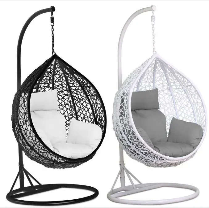 Outdoor Furniture Patio Swings Hanging Egg Swing Chair with Metal Stand Indoor Wicker Rattan Garden Adult Bedroom Furniture Felt