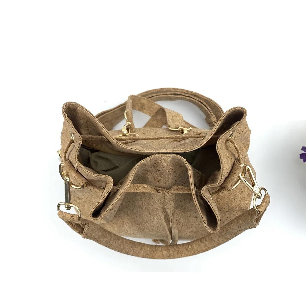 Manufacturers custom wood grain paper backpack Multifunctional foldable cork wood student school bag