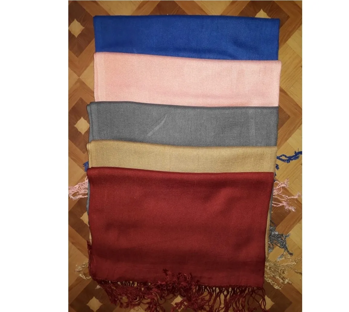 Beige 100% Viscose Pashmina Shawls Rayon Stoles and Scarves for Adults for Autumn Season