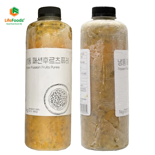 Bottle Packaging Frozen Passion Fruit Puree with seed - 1kg PET bottle