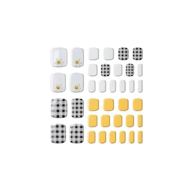 GLOSSYBLOSSOM PRO Happy Smile_PEDI, Perfect Half-hardened Real Gel Nails Quality Sticker Manicure Salon Art by Self Non Soak-Off