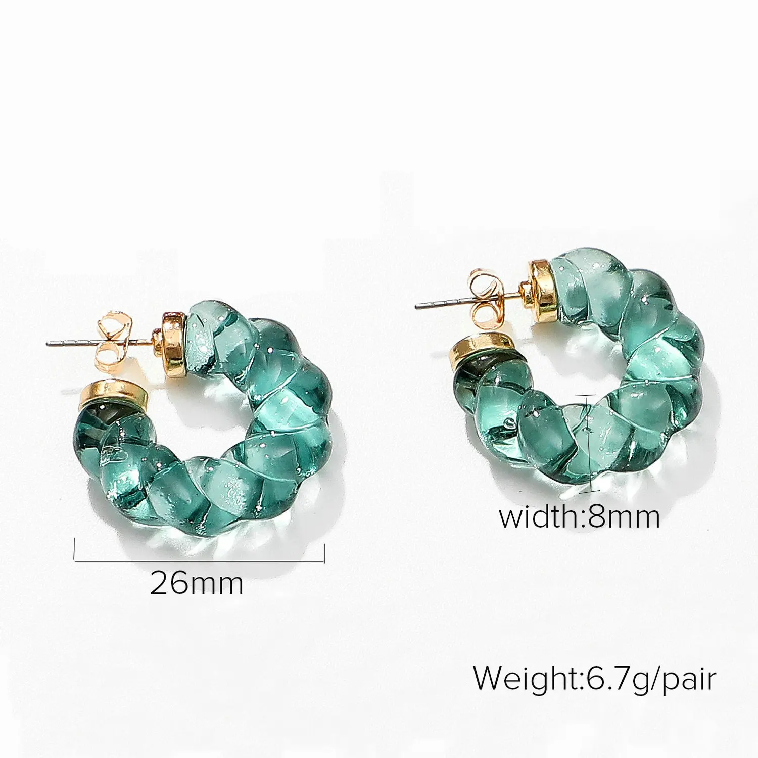 Mifen Wholesale Geometric Candy Color Resin Stud Earrings Transparent Twisted Open Round C-shaped Earrings Hoop For Women