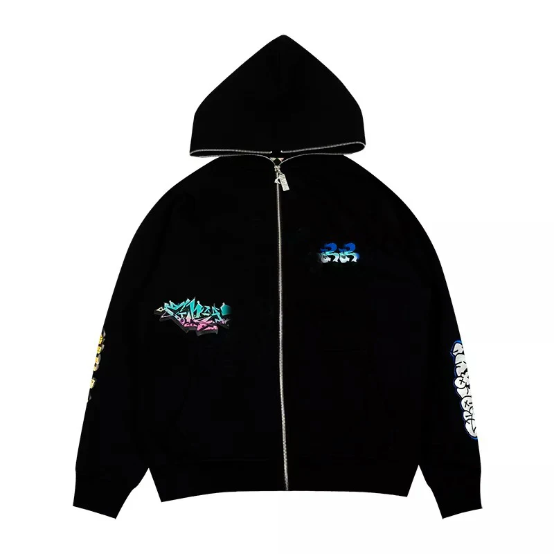 Customized  Hoodie For Men Popular Blank Custom Graphic Full Face Zip Hoodie Autumn Plain  Zipper Hoodie Heavyweight