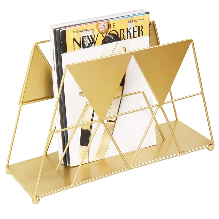 Geometric Design Modern Metal Magazine & Newspaper Rack Semi-Open Iron Carton Packing for Kitchen & School Use