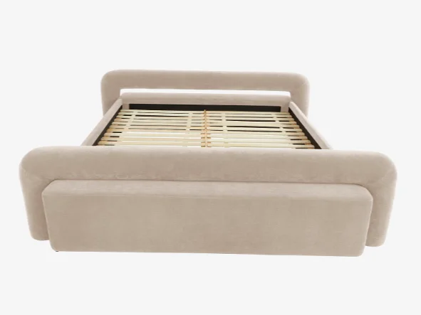 2022 New Nordic Design Inviting Bed Frame with Softly Padded Headboards Box Spring Double Mattress Queen Velvet Fabric Bed