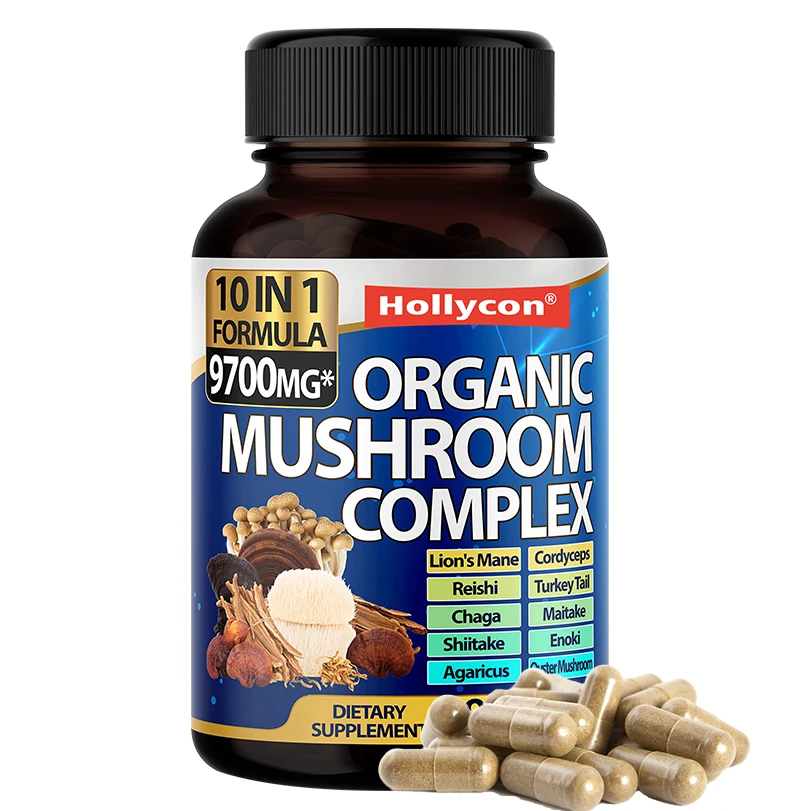 2024 New OEM Lions Mane Ganoderma lucidum Reishi Lions Mane Chaga Cordyceps 4 in 1Mushroom Extract Capsules