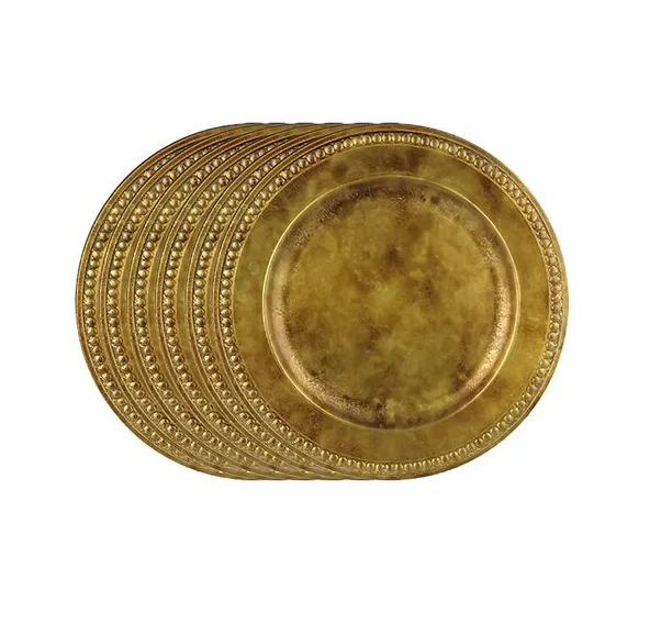 Antique royal look Brass Charger Plate Table decoration clear charger plates dishes plate with Gold brass polished for sale