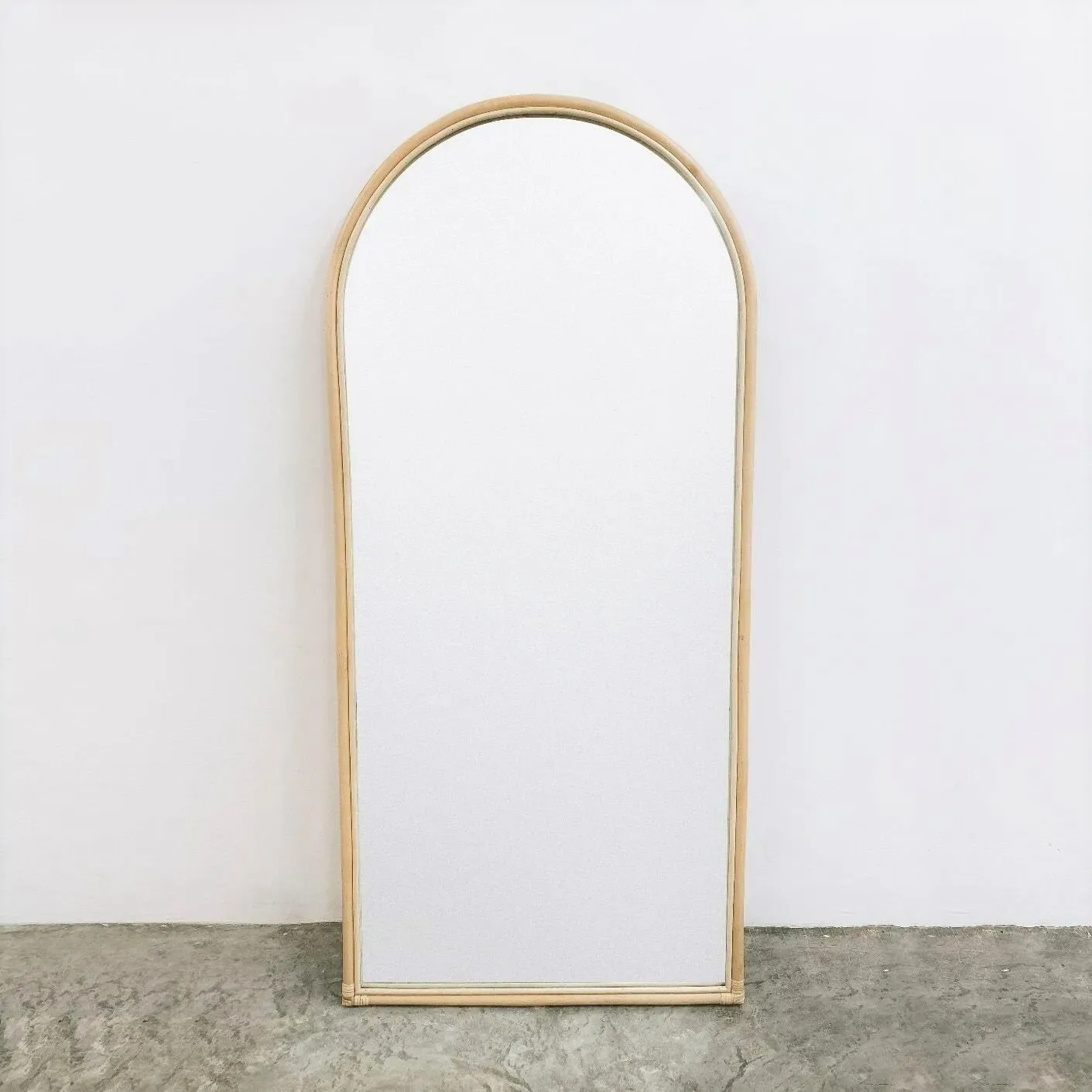 Handmade wicker interior home and hotel decoration long floor mirror body full length rattan arch mirrors