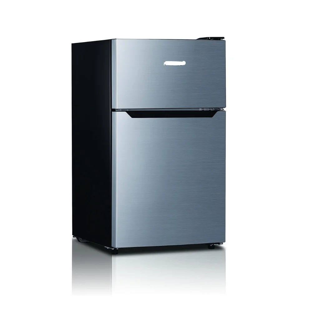 FACTORY PRICE RT33D6BAE Compact Refrigerator with Double Door  Freezer, 3.3 cu. ft, Stainless Silver