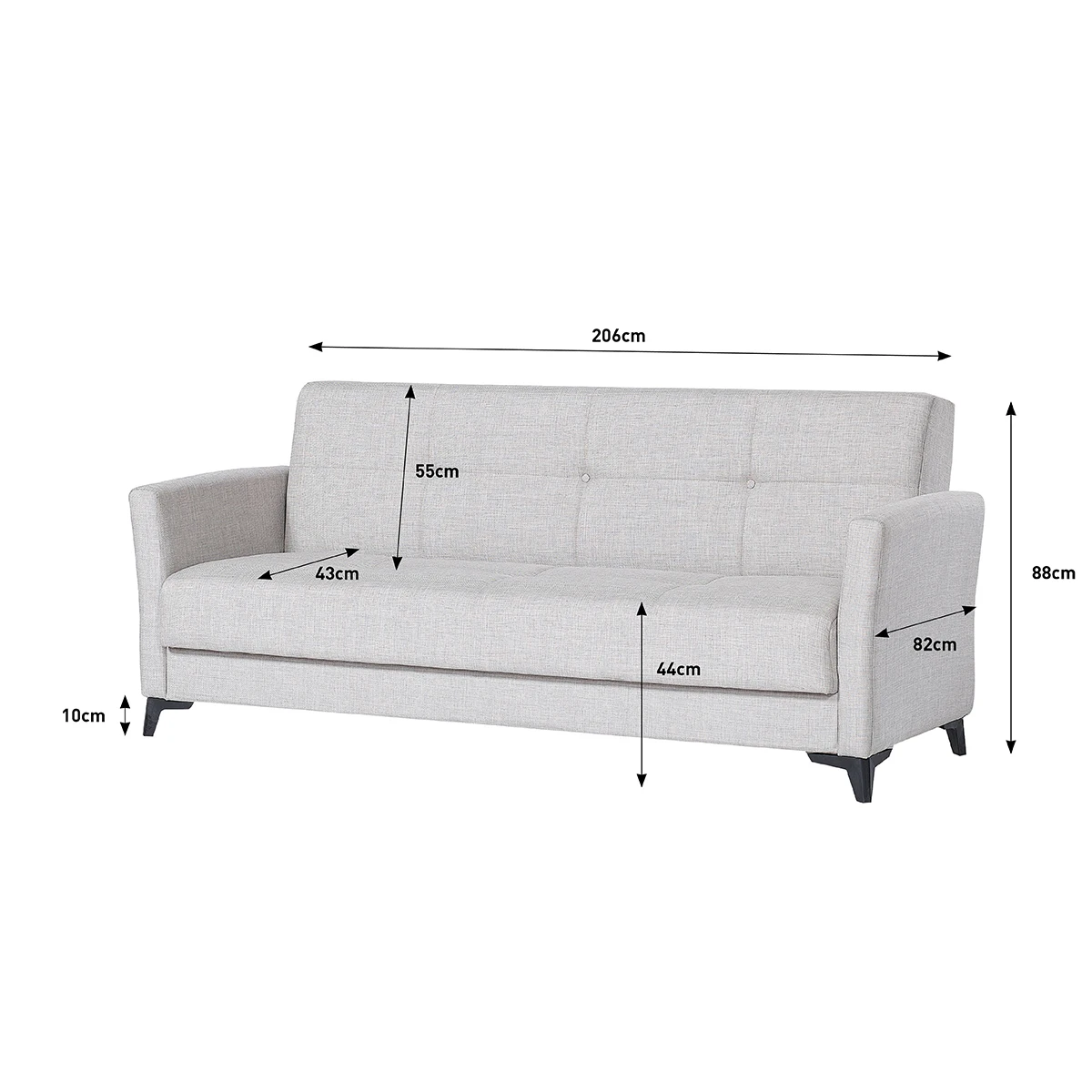 Portable Folding Sofa Bed Solid Wood Frame Convertible Sofa Three Seat Sofa Cum Bed Living Room Furniture Couch