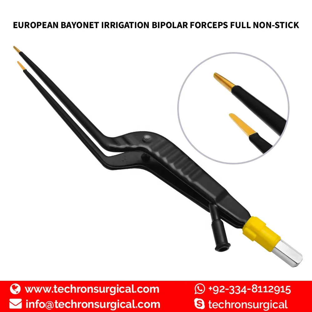 European Bayonet Suction/Irrigation/Aspiration Electrocautery Insulated Bipolar Forceps