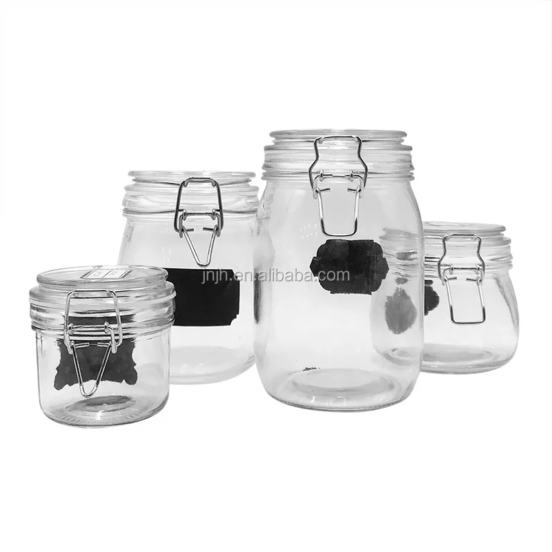 swing top round clear glass jar for candy