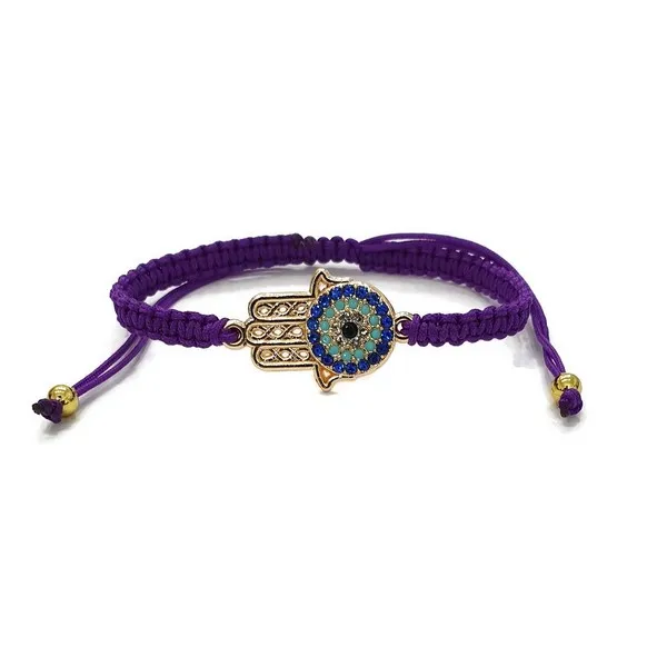 Elegant Macrame Bead and Metal Greek Eye Bracelet