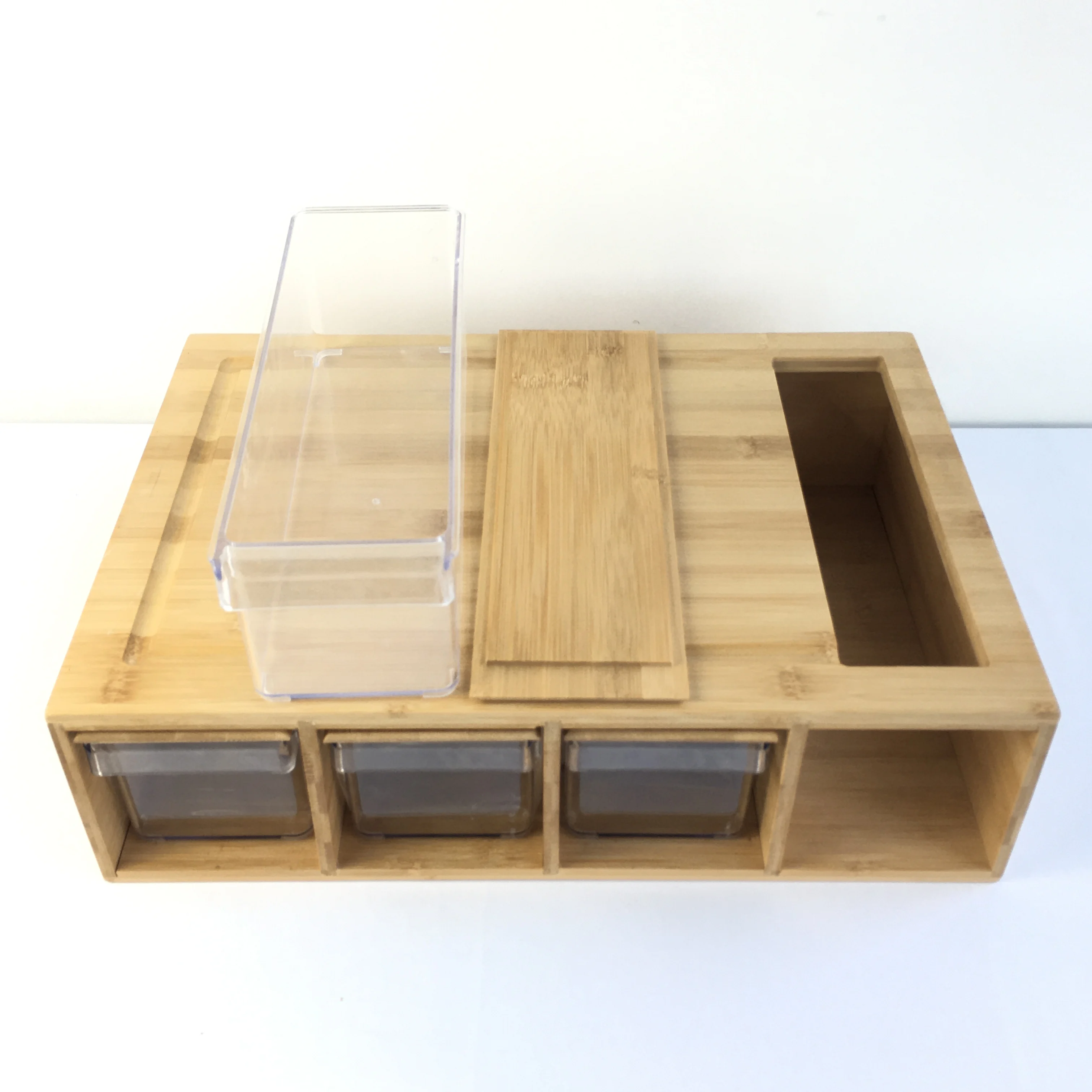 Large Bamboo Cutting Board With 4 Drawers Bamboo Lids Chopping Board With Handles