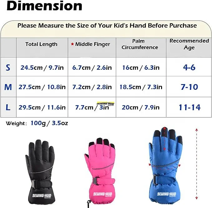 Ski Gloves Winter Waterproof Anti-cold Warm Gloves Outdoor Sport Snow Sportswear Skiing Gloves