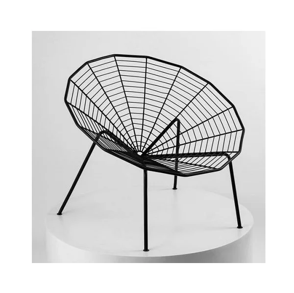 Designer Metal Cafe Lounge Chair Wire Chair Sets With Coffee Table Black Powder Coated Wire Metal Furniture at Cheap Price