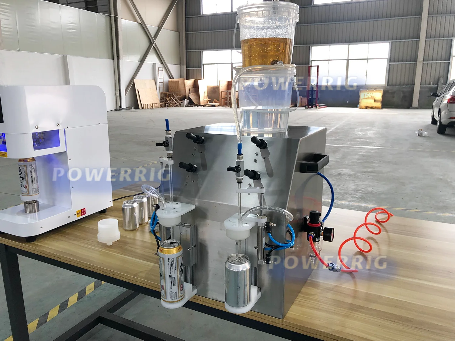 Semi automatic water soda energy carbonated soft drink beverage isobaric small plastic aluminum can manual beer filling machine