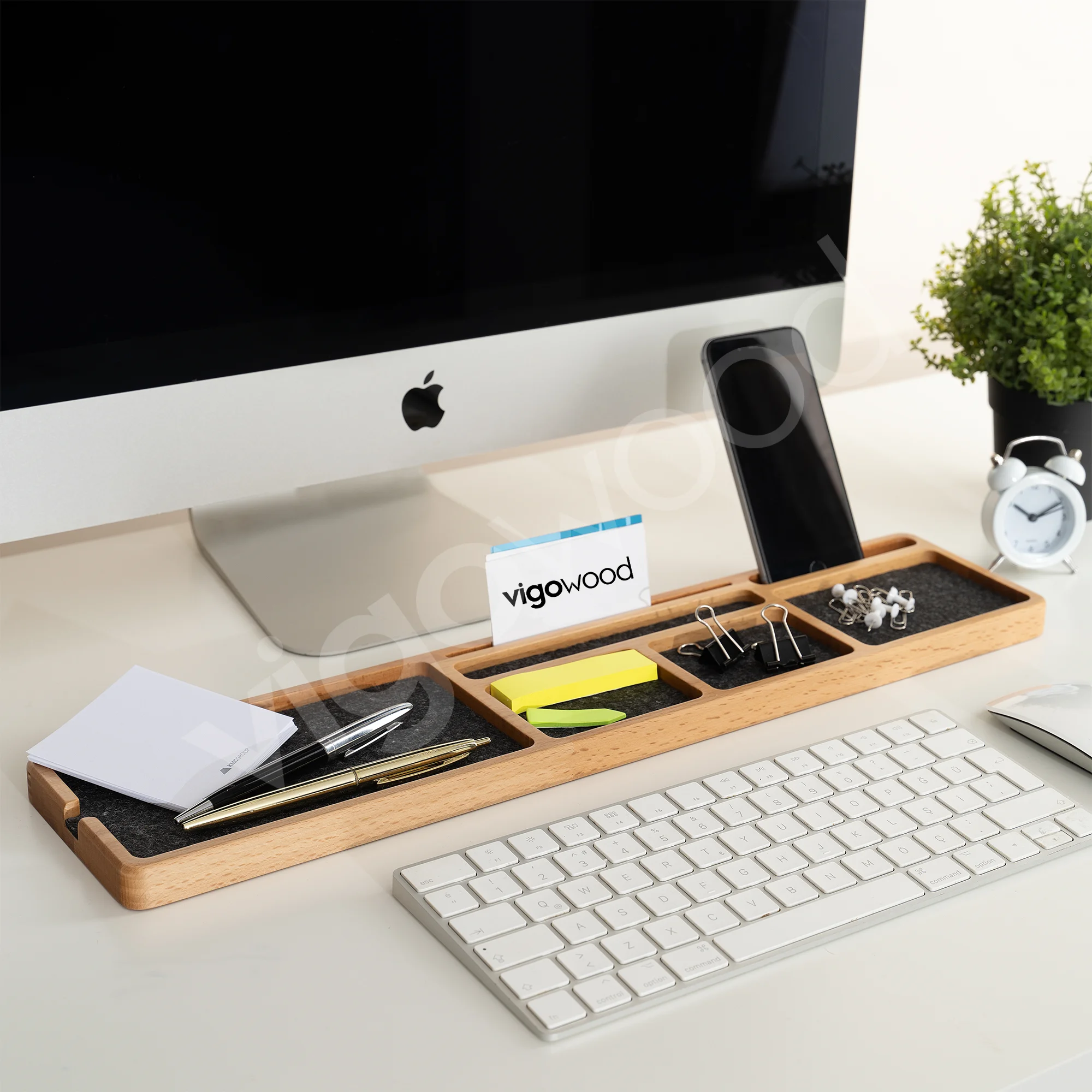 Home office Solid Wood Desk Accessory Table Organizers Workplace Organization Office Desk Organizer Vigo Wood Phone Stand