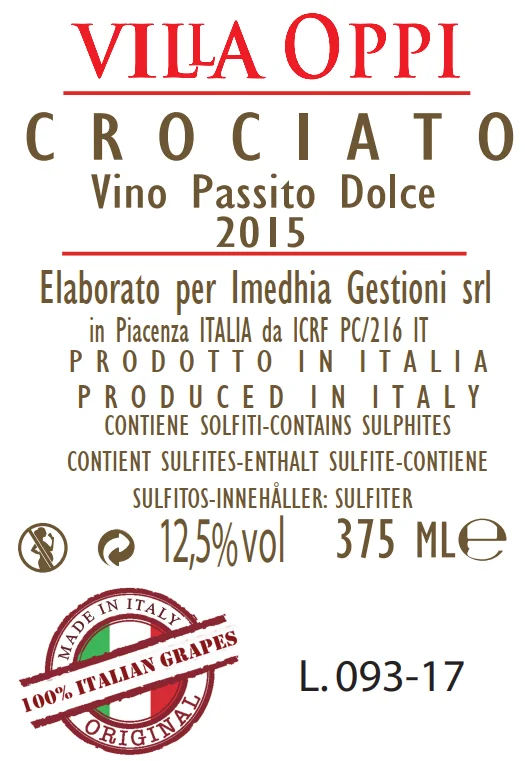 Best italian made top quality Sweet white Dessert wine Passito Made in Italy 12.5% vol for bulk export