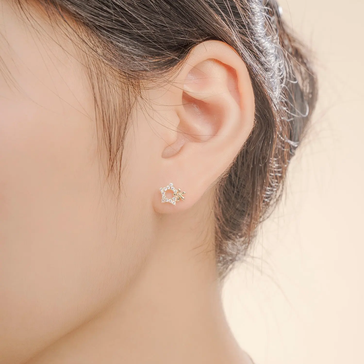 9K,10K,14K,18K solid gold stud earrings small earrings for kids - HTJ brand Vietnam jewelry manufacturer BTPTB332