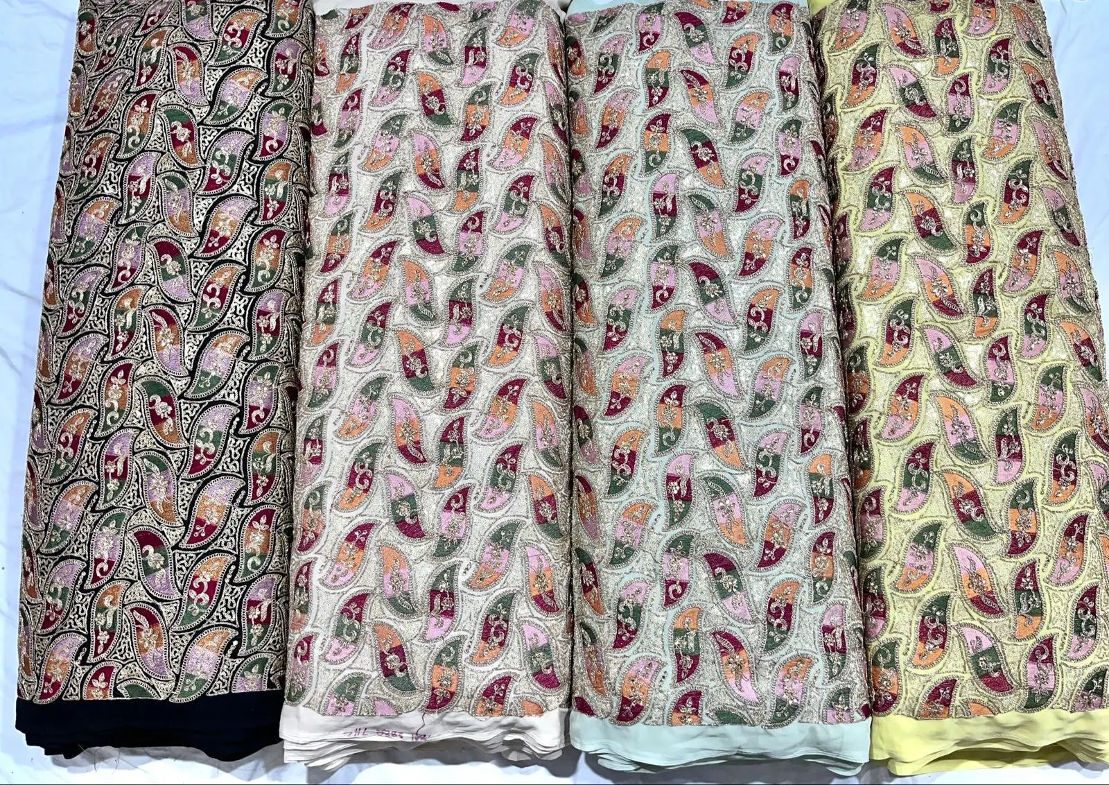 Factory Price Embroidery Work Georgette Fabric for Wedding Grown Party Dress from Indian Exporter and Supplier