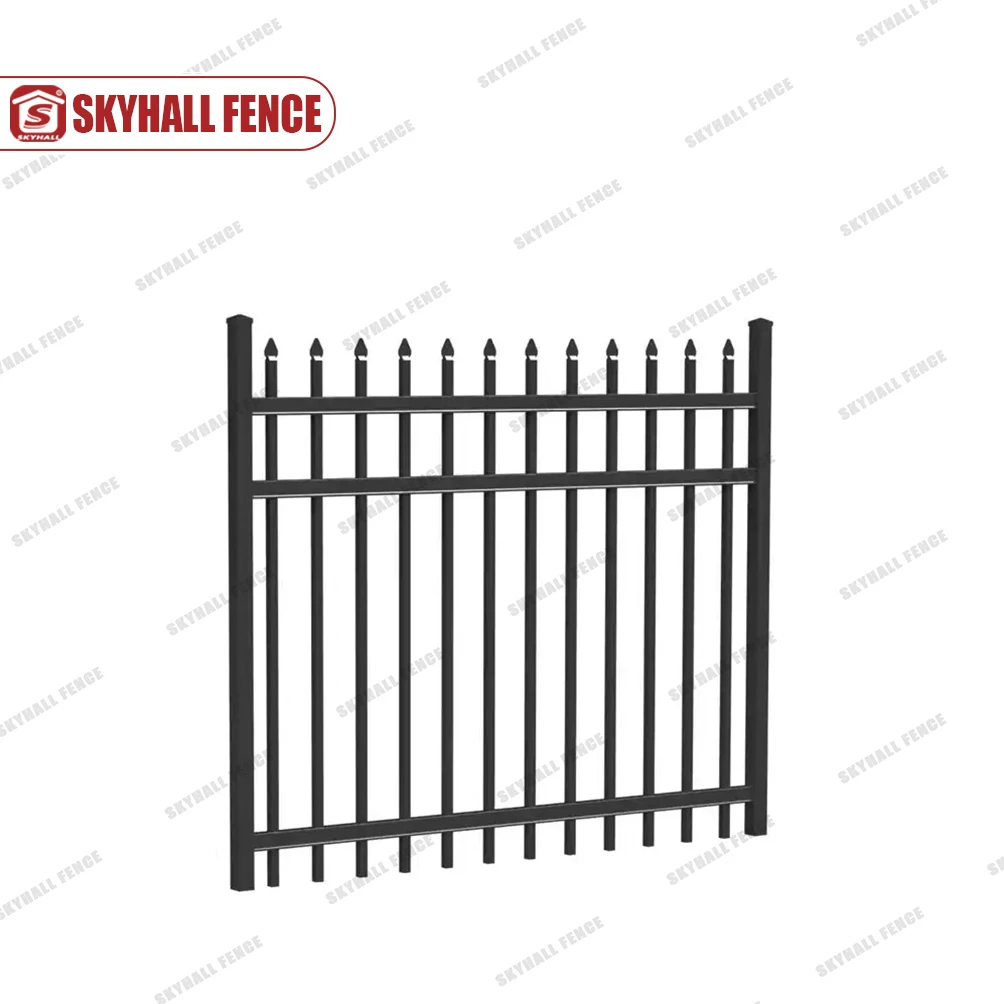 Black Polyester Powder Coated Galvanized Welded Metal Picket Fence for Gardens Parks Plants