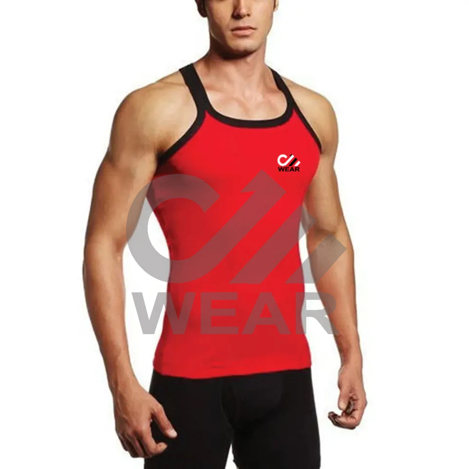 Breathable Wholesale 2023 New Design Red Color Singlets For Men Cotton Made Seamless Style In Reasonable Price