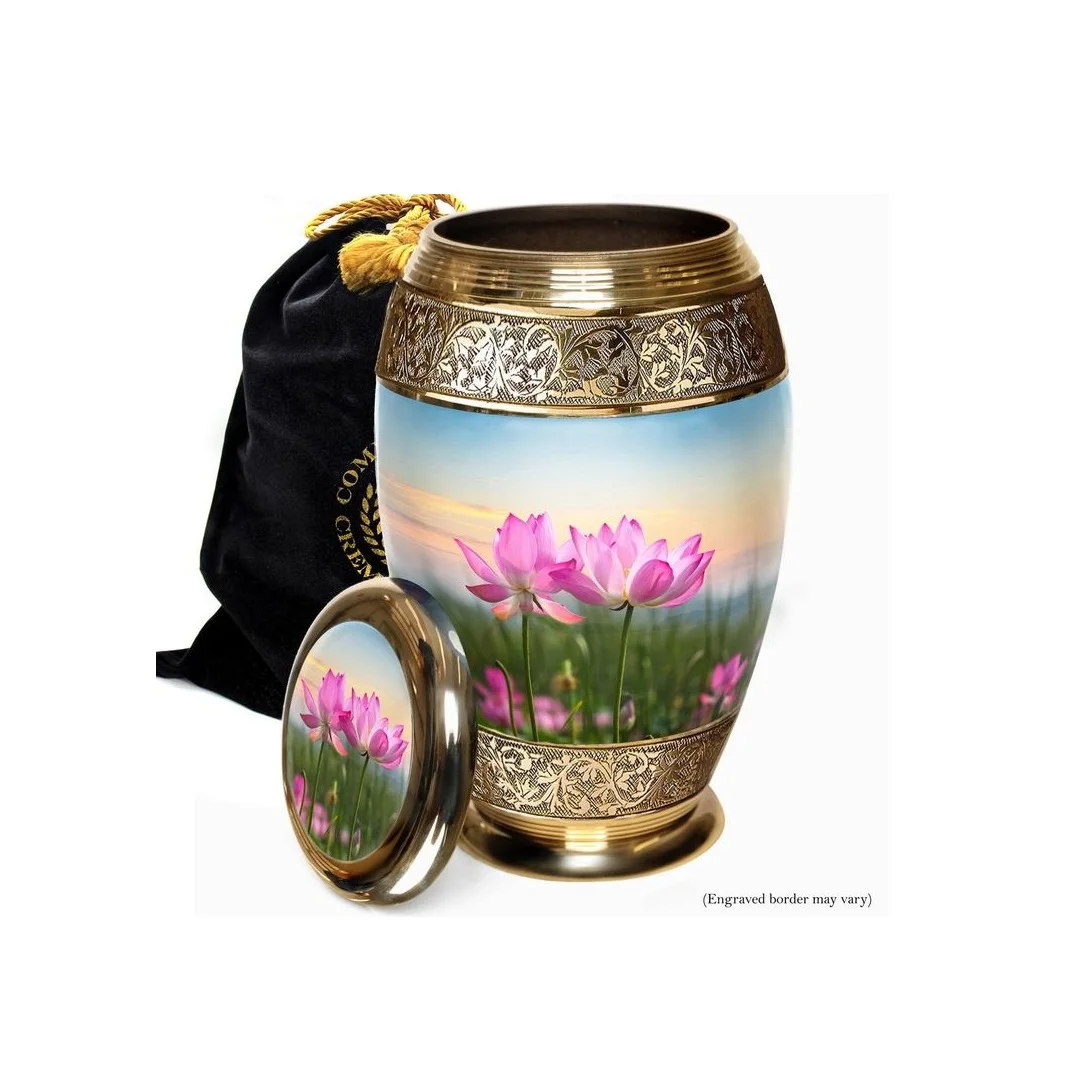 Hot selling Leaf engraved belt Cremation Urns funeral supplies brass cremation urns For Adult Ashes Keepsake Urns
